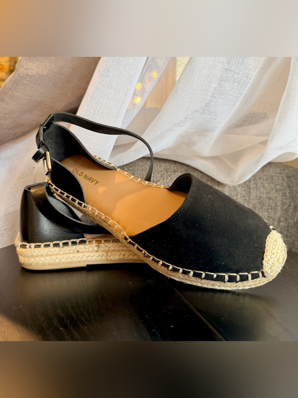 Old Navy Black Espadrille Slingback Flats